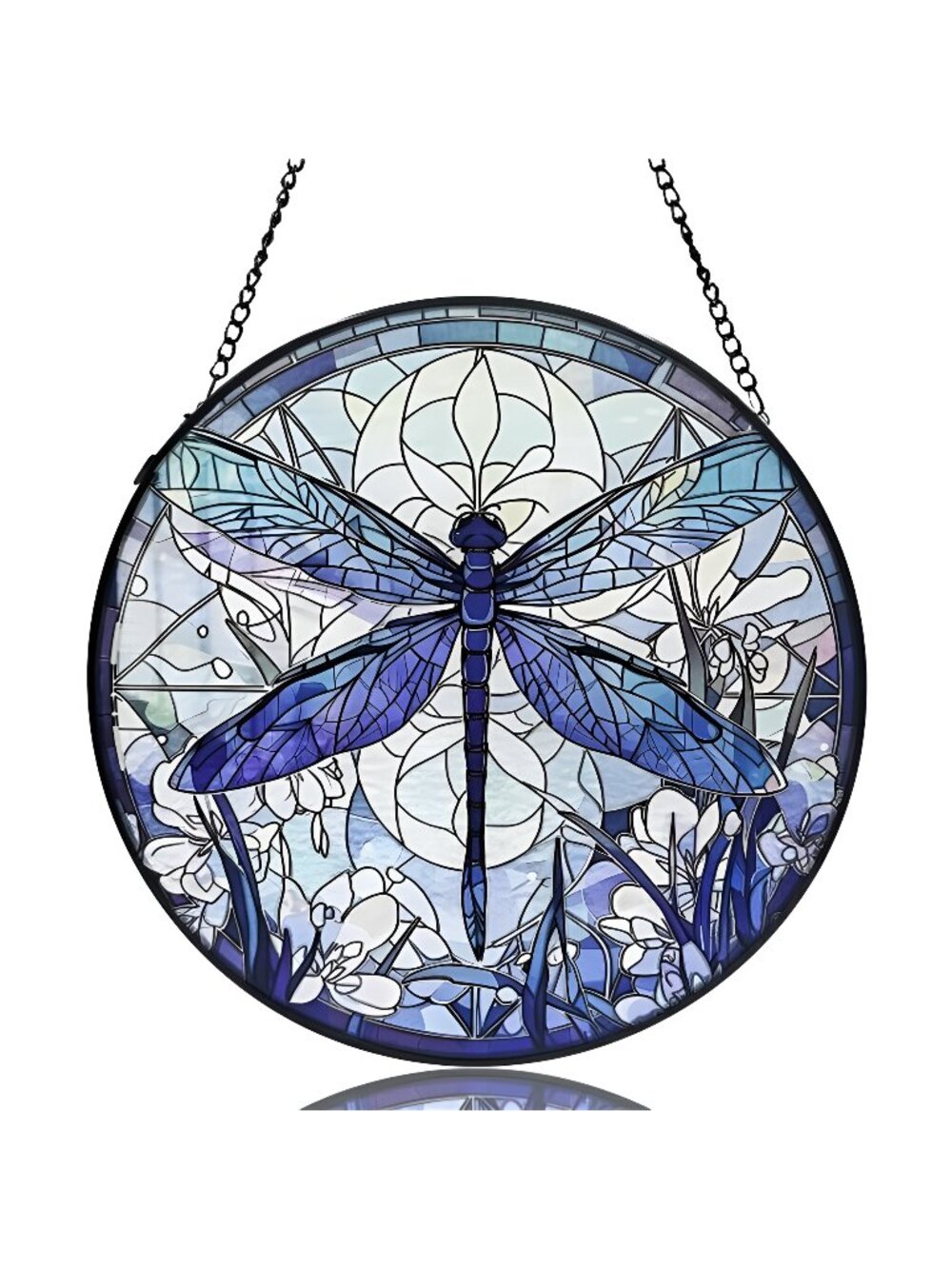 Dragonfly Decor Suncatcher Stained Glass Window Hanging - Handmade Artistic